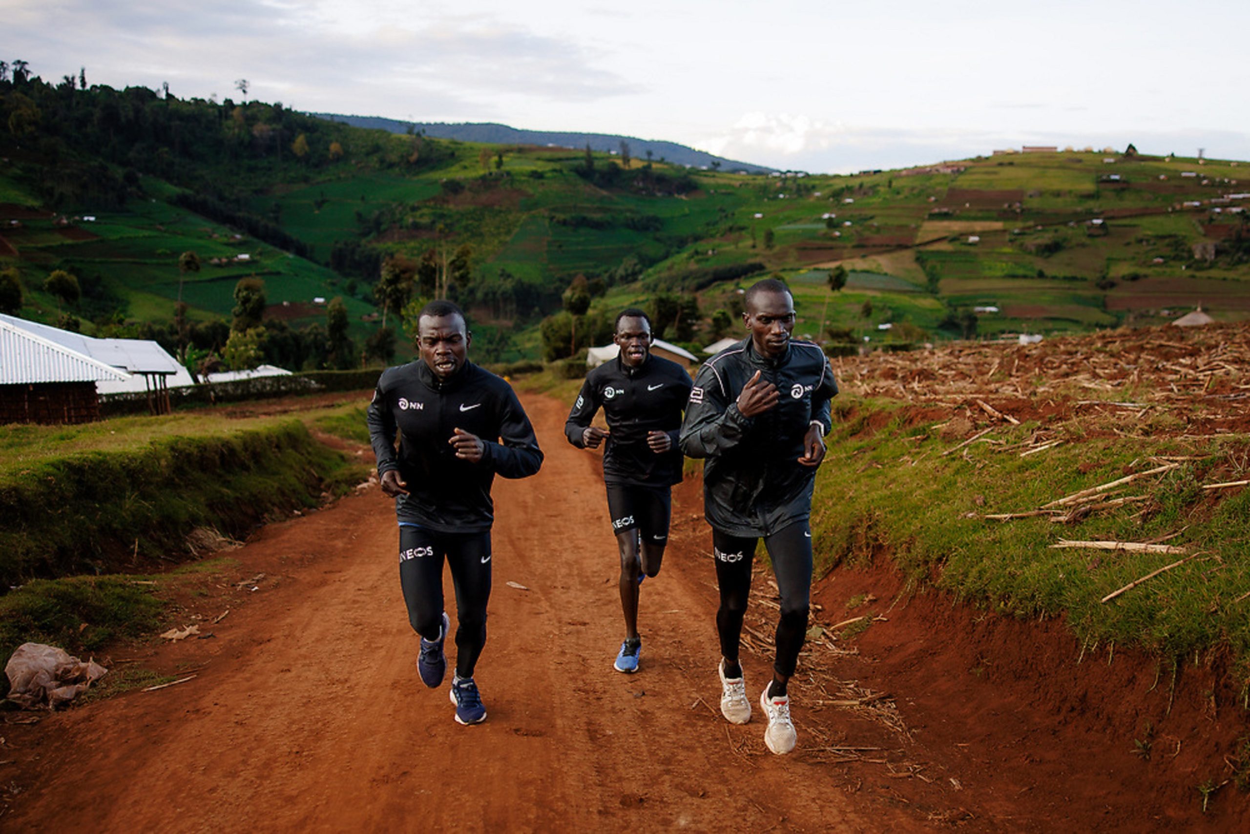 L to R Abel Sikowo Kenneth Kiprop and Joshua Cheptegei photo credit The NN Running Team 2 scaled