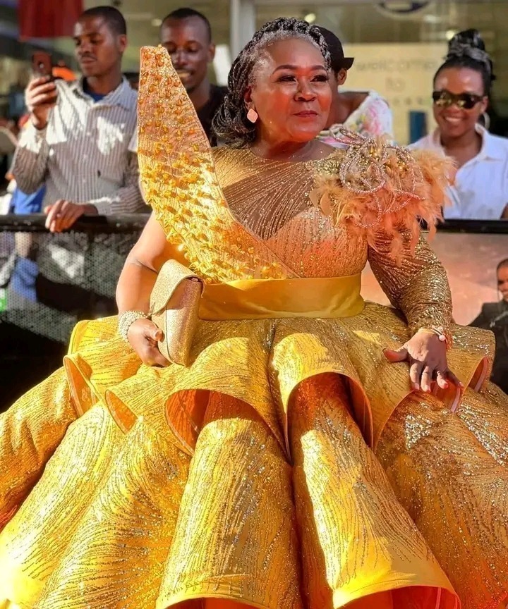 Image of Connie Chiume, a renowned South African actress, with a caption honoring her legacy and impact on the entertainment industry.