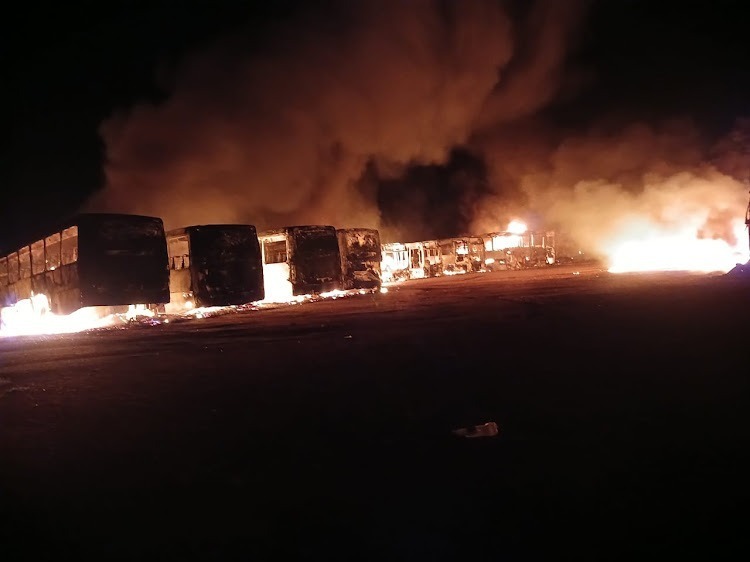 51 Putco buses were burned across the Nkangala district in Mpumalanga Monday night. Image: SAPS.
