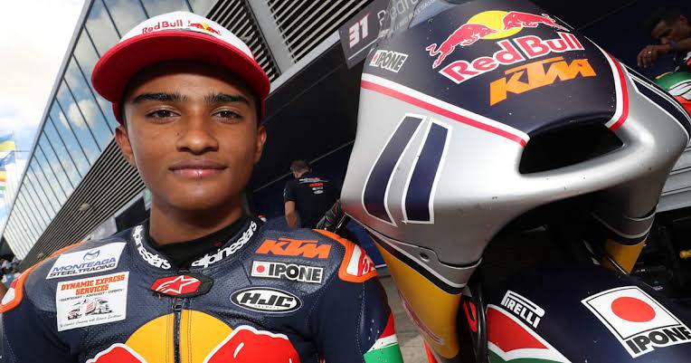 Ruche Moodley gears up to make history as the first South African of colour in Moto3. Image source: Red Bull