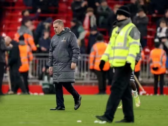 Ange Postecoglou was left angry after his Tottenham side were defeated by Liverpool. Image: OneFootball