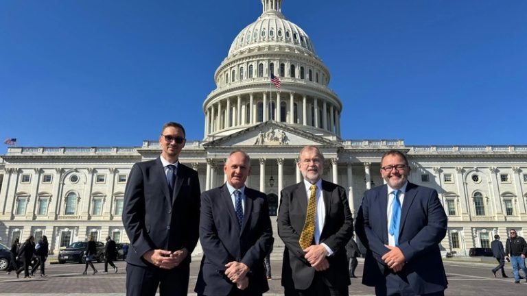 Jaco Kleynhans (Head of International Relations at the Solidarity Movement), Dr Dirk Hermann (CEO of Solidarity), Flip Buys (Chairman of the Solidarity Movement) and Kallie Kriel (CEO of AfriForum) during their visit to the US. Image: IOL.