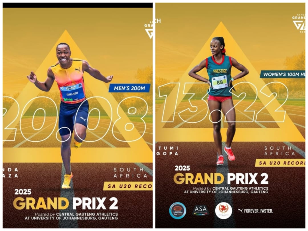 Young stars, Bayanda Walaza and Tumi Ramokgopa, set new SA U20 records at UJ Stadium.