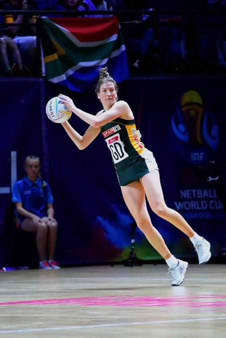 Karla Pretorius in action for South Africa during the 2023 Netball World Cup. Source image: Nutrition Confidence