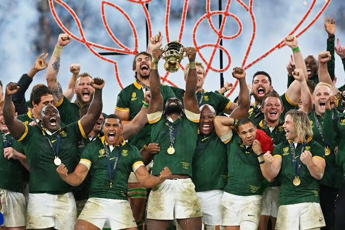 The Springboks celebrate winning the 2023 Rugby World Cup. Image: Rugby World.
