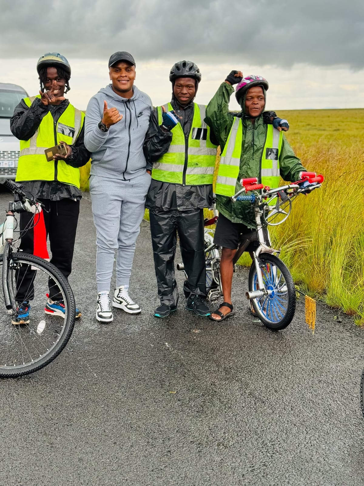Gauta BMX trio with Dj Karri on an initiative from Burgersfort to Cape Town. Image: DJ Karri shared via X @Djkarri__.
