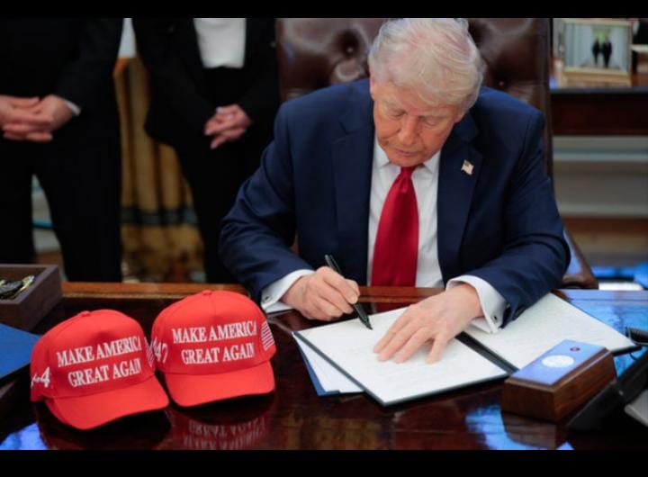 President Donald Trump announced Sunday he has instructed federal agencies to impose a 100% tariff on all films produced outside the United States and imported into the country. Image: Business Insider.