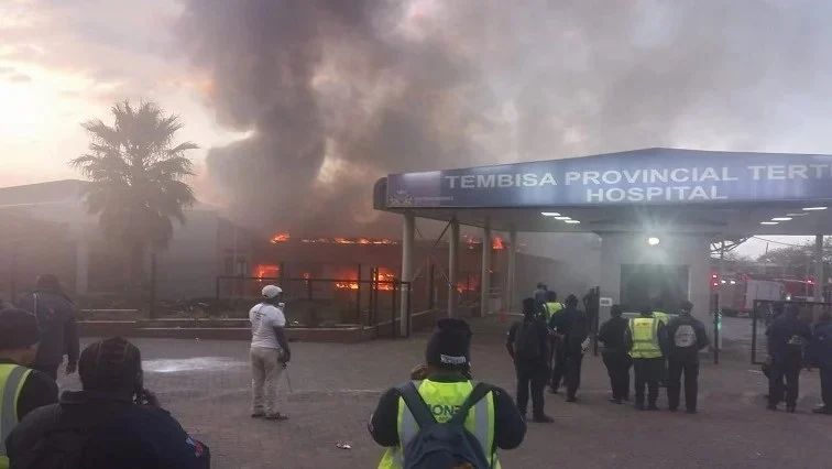 A 48-year-old man has been arrested and charged with arson following the April 2025 fire at Tembisa Provincial Tertiary Hospital. Source image: Daily Sun