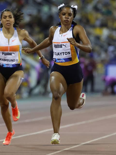 Tia Clayton beams after her 100m win in Doha. Image: France24.