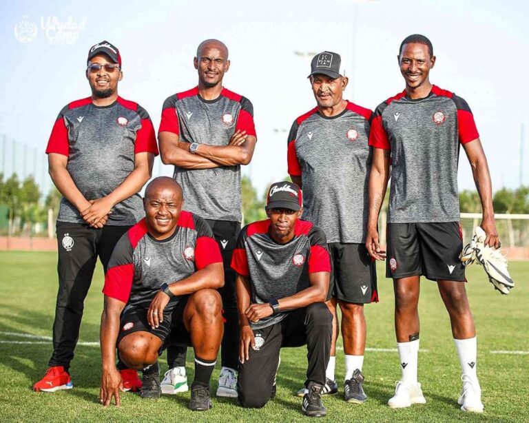 Coach Rhulani Mokwena and his technical staff are set to leave Wydad Athletic Casablanca on mutual agreement before the end of their term. Image: Africa Facts Zone shared via X