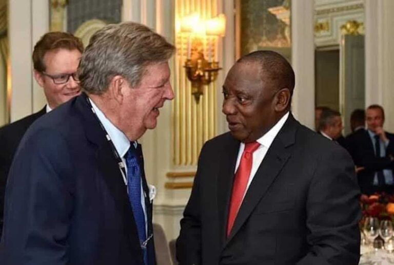 Billionaire, Johan Rupert, and South African President Cyril Ramaphosa in Washington D.C. on a diplomacy visit to the White House to meet United States President Donald Trump. Image: CapricornFM shared via X @CapricornFM.