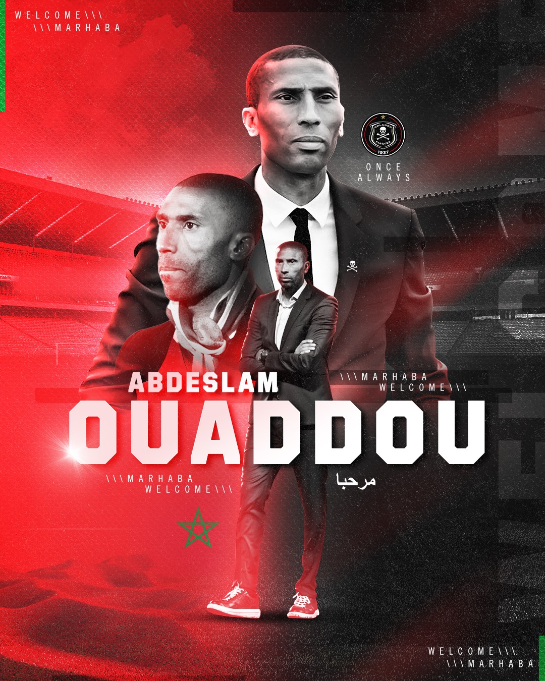 Orlando Pirates has revealed that Abdeslam Ouaddou is its news head coach. Image: Orlando Pirates shared via Facebook.