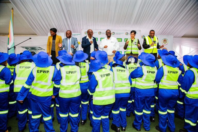 MEC for Cogta Reverend Thulasizwe Buthelezi with members of his department speaking about the Expanded Public Works Programme in Nongoma and KwaHlabisa. Image: COGTA/Facebook