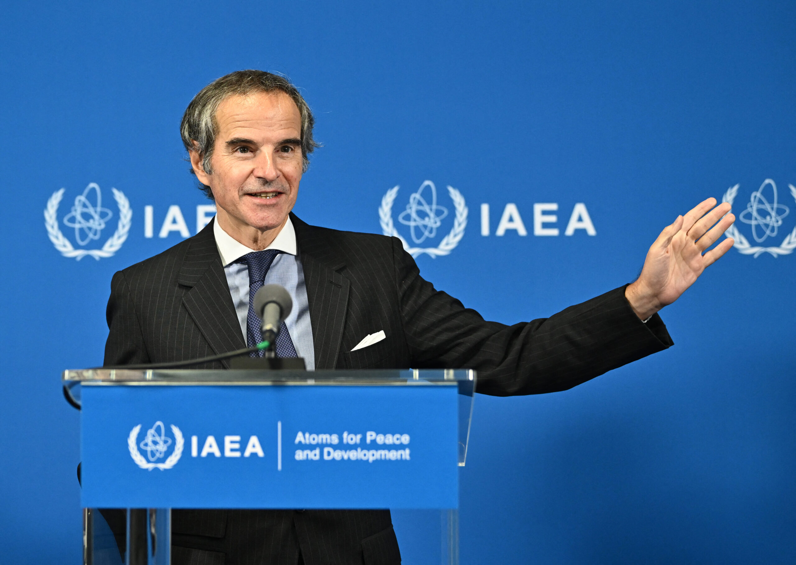 Facing mounting pressure: IAEA Director General Rafael Grossi addresses the media in Vienna amid escalating tensions over Iran's nuclear program and the recent Board of Governors resolution. Credit: Lisa Leutner/Reuters