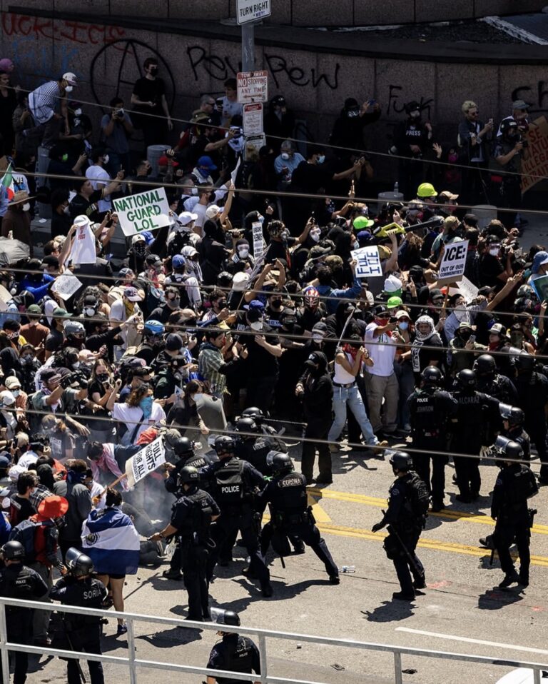 Protests erupt in LA after immigration raids and Trump’s troop deployment. Sourceimage: instagram @Compl