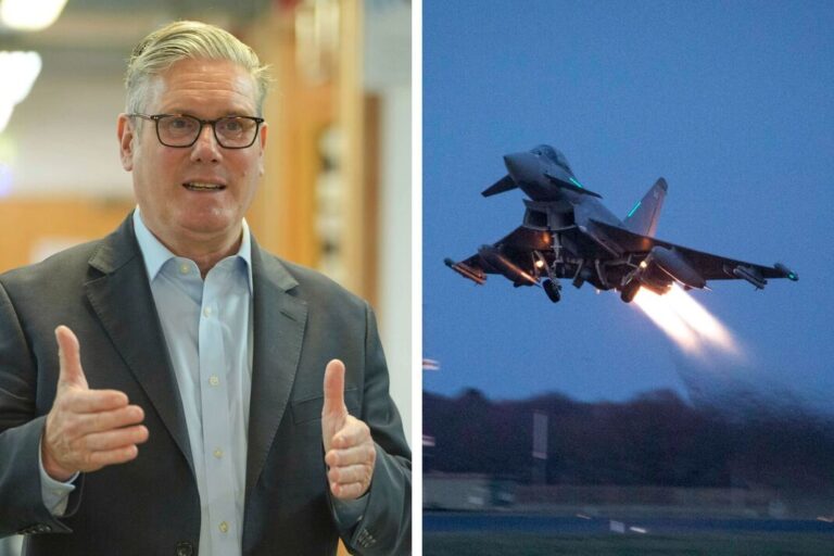 RAF fighter jets are being deployed to the Middle East as the UK bolsters its military presence following Iranian threats against Western bases amid escalating conflict with Israel. Source Image: PA/Daily Express