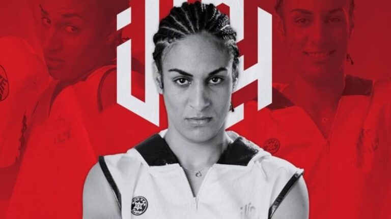 Imane Khelif at the 2023 Paris Olympics – now at the centre of World Boxing’s gender testing policy. Source image: World Boxing News