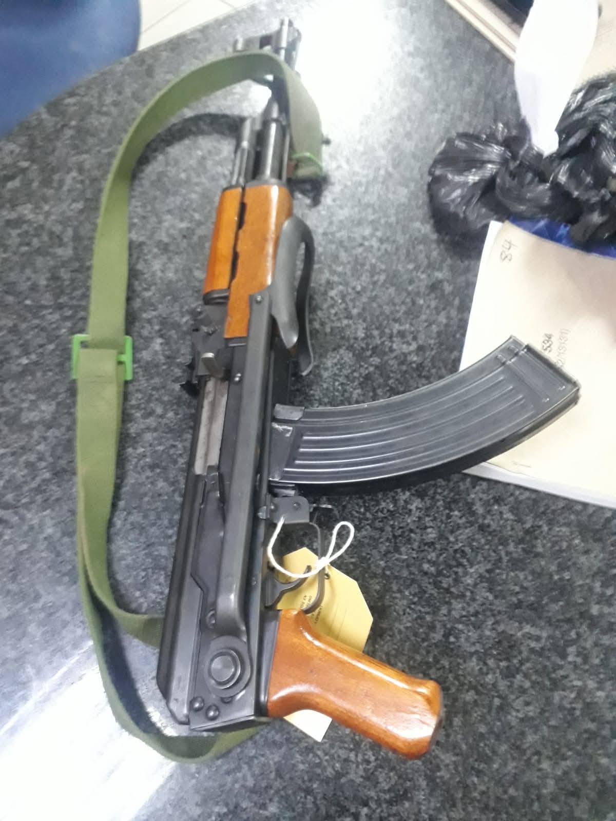 The rifle confiscated by police, believed to have been used in the shooting incident in Makhado that left a 28-year-old woman injured. Credit: South African Police Service (SAPS)