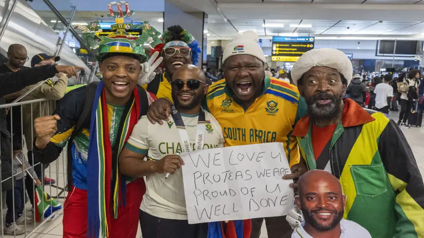The Proteas celebrate their World Test Championship title at OR Tambo, marking a new era for South African cricket. Image: Gallo Images.