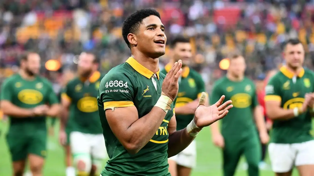 Sacha Feinberg-Mngomezulu in training ahead of the Springboks’ season opener against the Barbarians. Image: Planet Rugby.