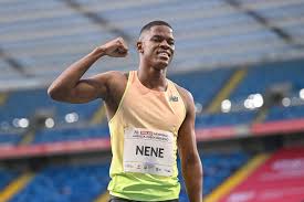 Zakithi Nene crosses the finish line in 43.76 to record the world’s fastest 400m time of the season. Image: Zakithi Nene shared via Instagram @zakithi_nene.