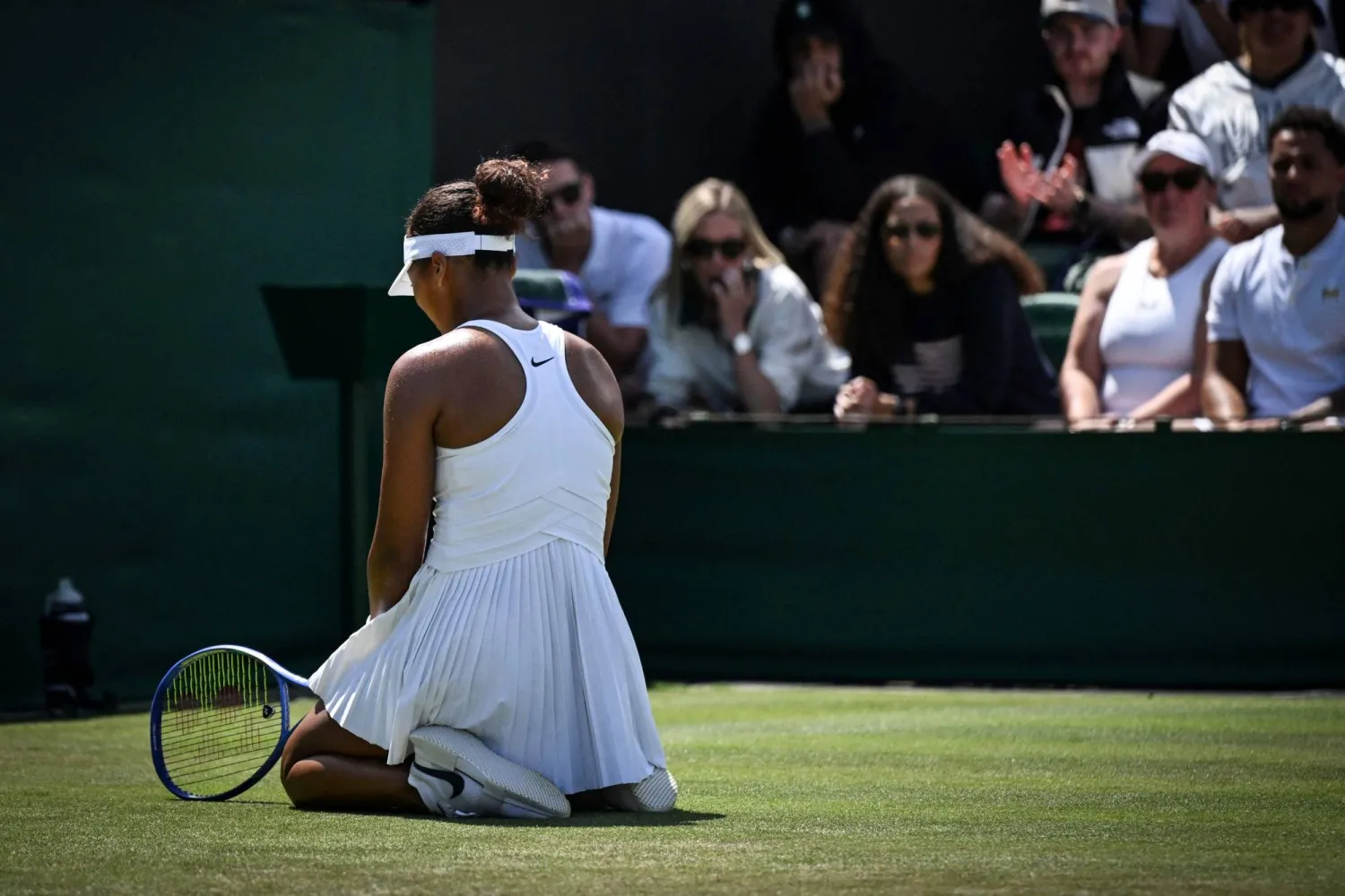 Naomi Osaka reacts during her third-round Wimbledon clash against Anastasia Pavlyuchenkova on Court Two.
