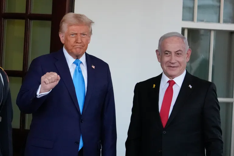 Israel's Prime minister Netanyahu meets with US President Trump to talk about Gaza ceasefire.