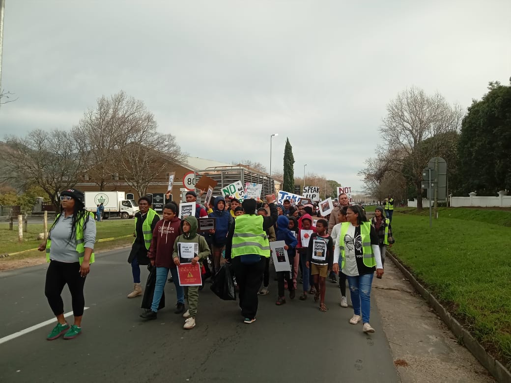 Protesters with posters during their 'no to gender-based violence and grooming' march held on Tuesday.