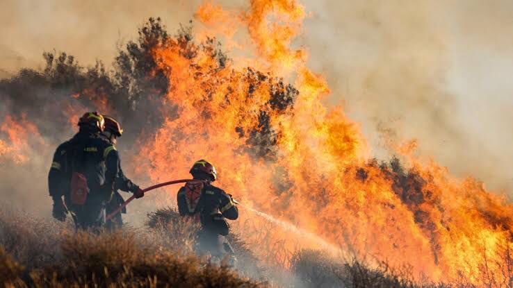 Greece battles multiple wildfires amid early summer heatwave. Image: CNN.