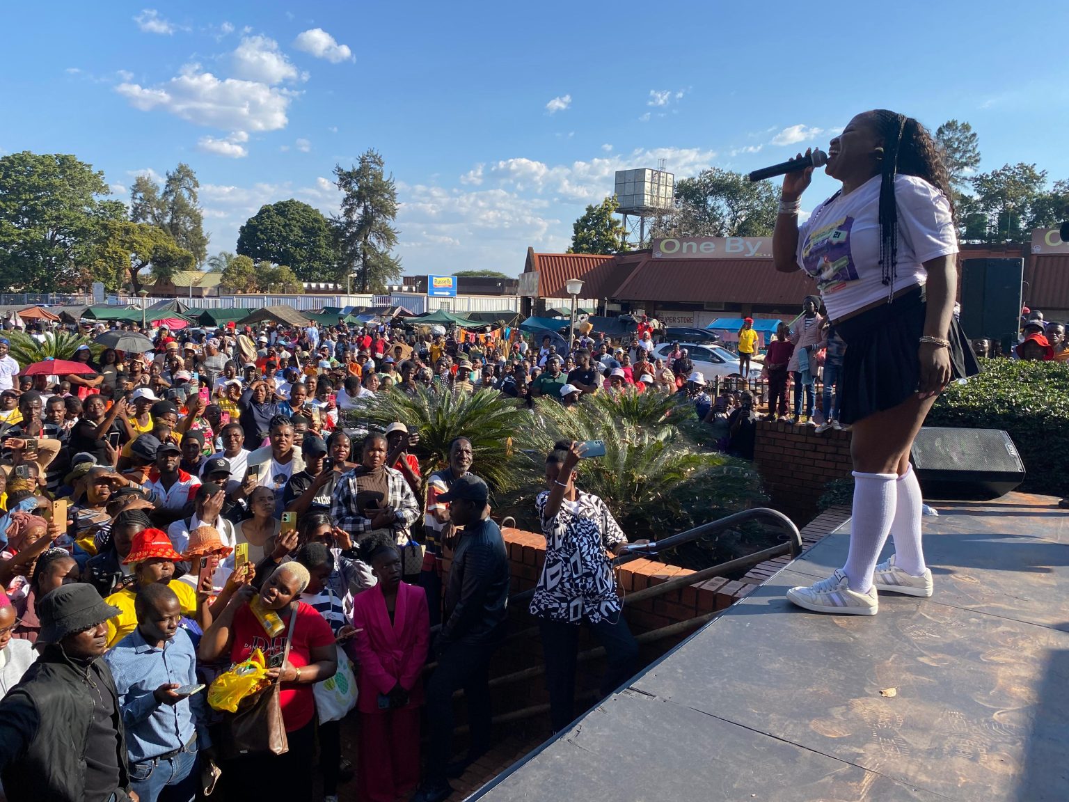 Makhadzi performs for her supporters at the launch of her 2025 One-Woman Show on Friday, 25 July, in Thohoyandou Town, Limpopo.