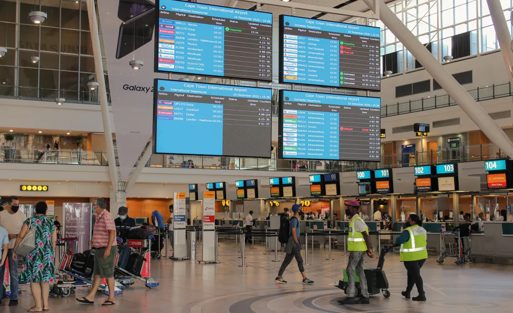 Picture showing delayed and cancelled FlySafair flights on 16 December 2021.