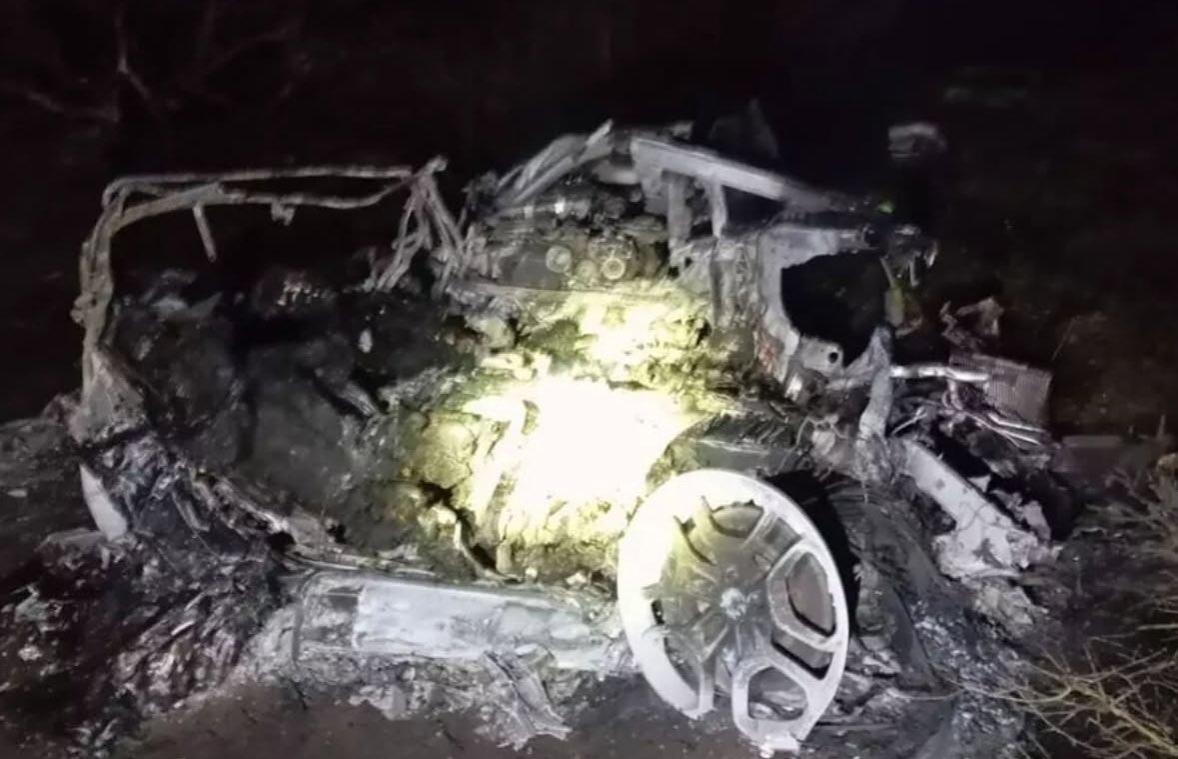 Diego Jota's car after the accident that claimed his like and of his brother Andre Silva.