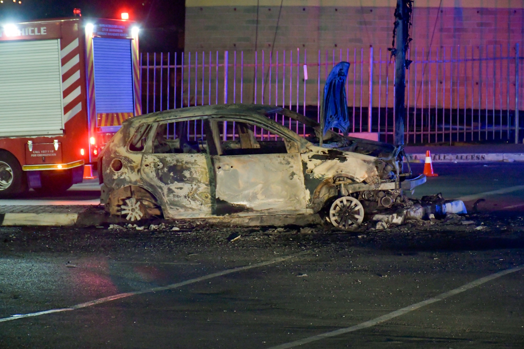 Uber vehicle set on fire at Maponya Mall.