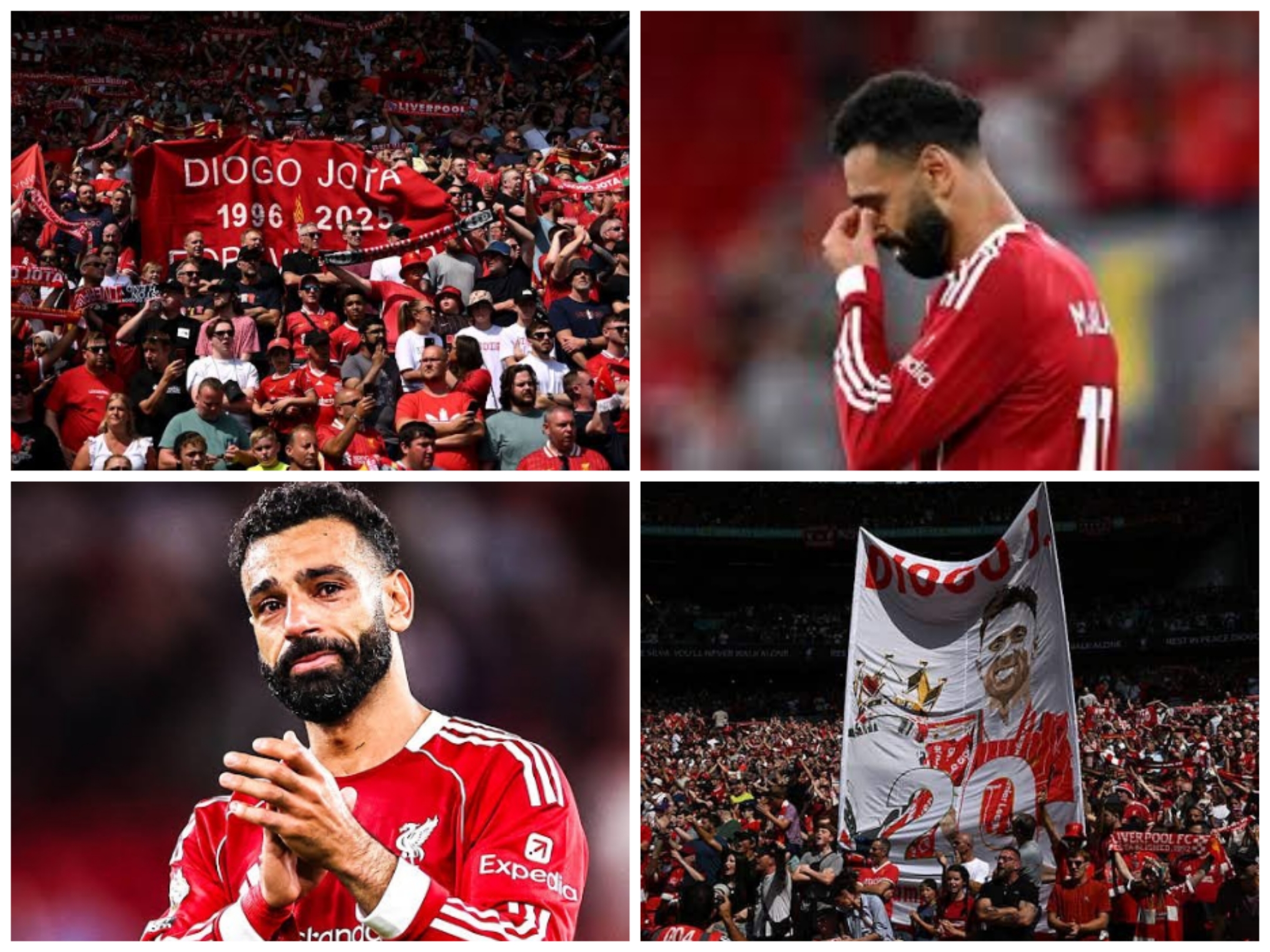 Moh Salah cries as fans pay tribute to Jota.