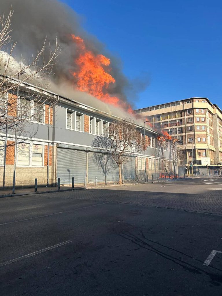 Germiston Home Affairs double story building is on fire.