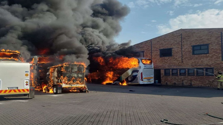 Greyhound Buses on Fire