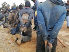 Picture of arrested illegal miners, popularly known as zama-zamas, during a takedown operation in Krugersdorp and Randfontein, 2023. Image: Hawks via IOL.
