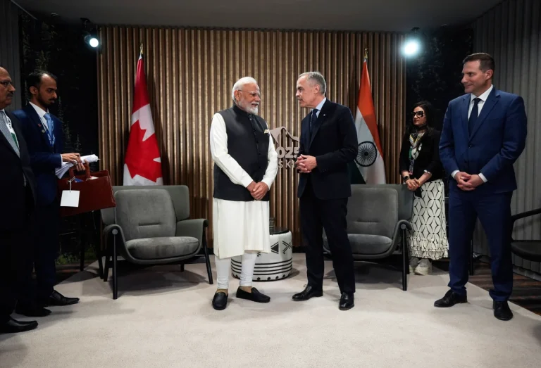 Prime Minister of India, Narendra Modi, meeting the Prime Minister of Canada, Mark Carney.
