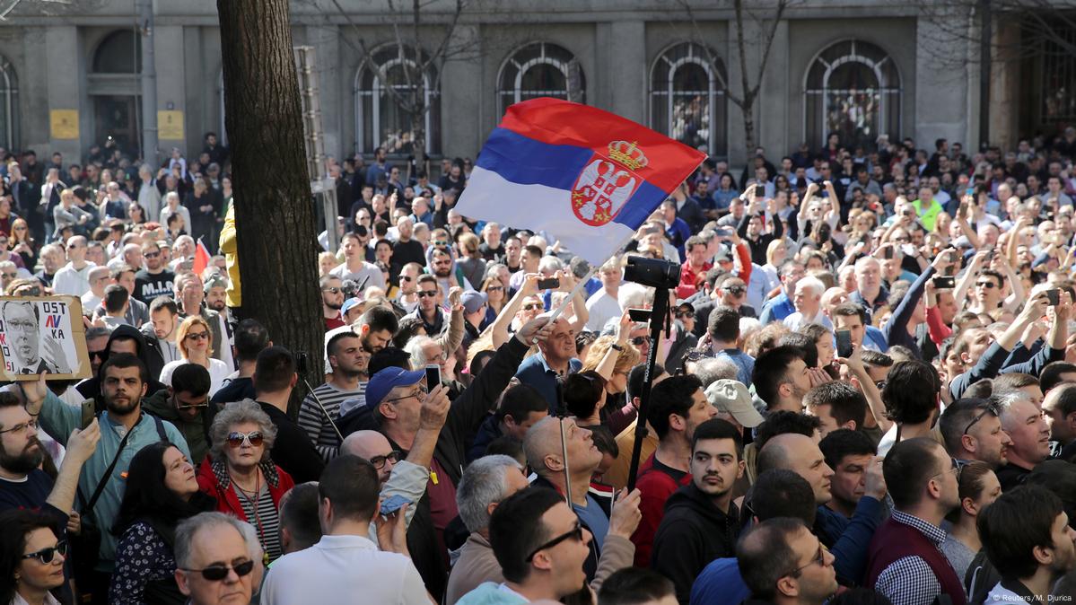 Silent student protest in Belgrade, Serbia