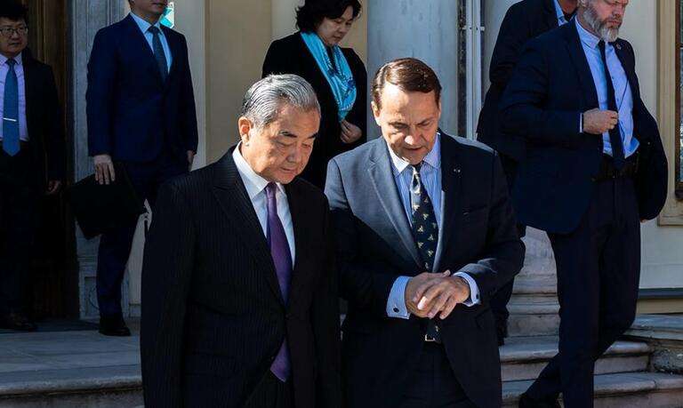 China Foreign Minister Wang Yi and Deputy Prime Minister Radosław Sikorski