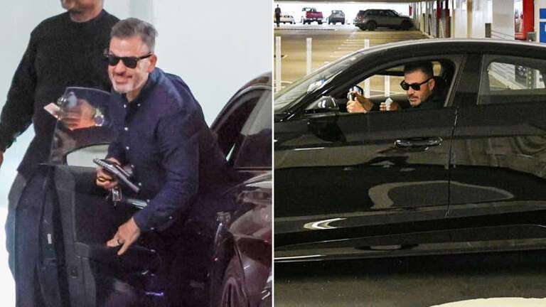 Jimmy Kimmel driving in a law firm building