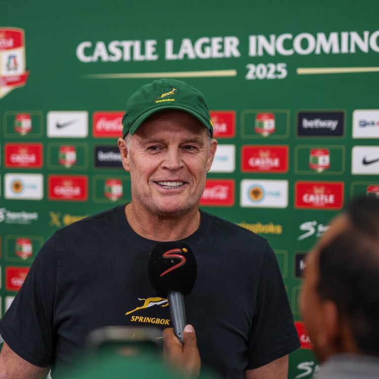 Rassie Erasmus briefing the media