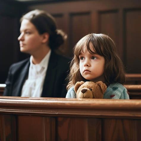 Representational image of a sad child sitting alone in a courtroom, symbolizing the emotional toll and courage required to pursue justice.