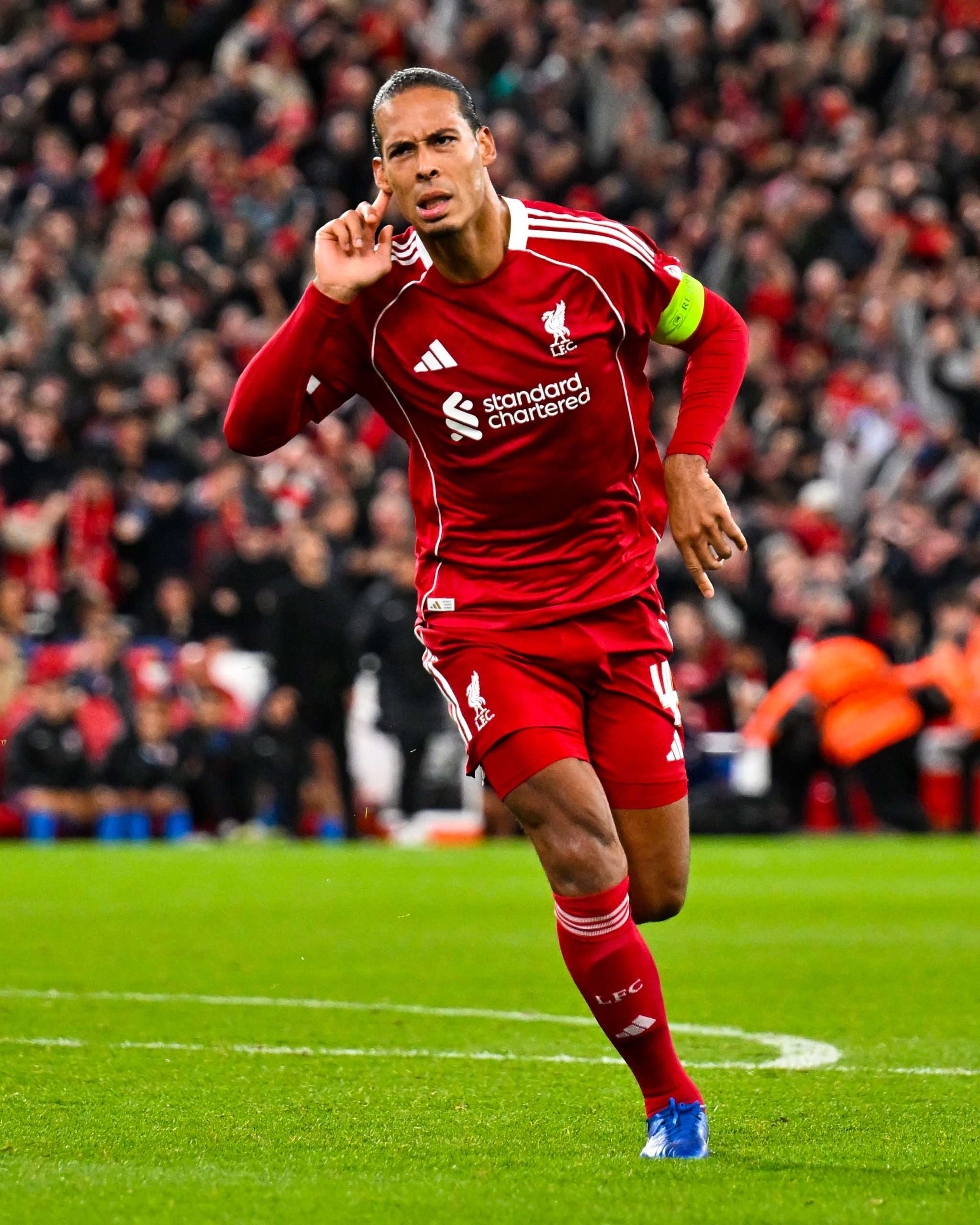 Virgil van Dijk celeb rating after grabbing a winning goal for Liverpool FC