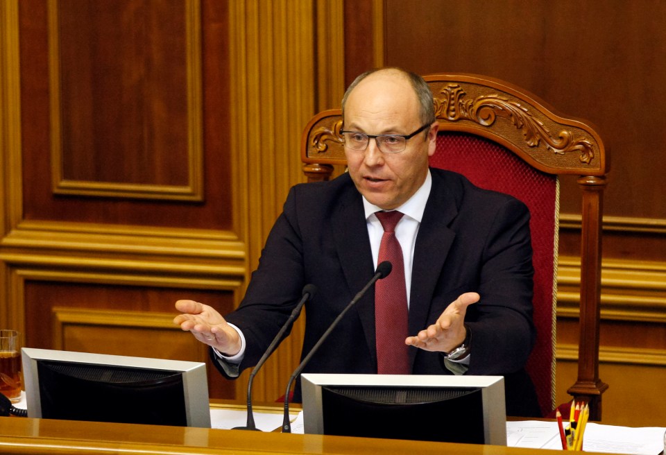 Andriy Parubiy speaking in parliament before his assassination