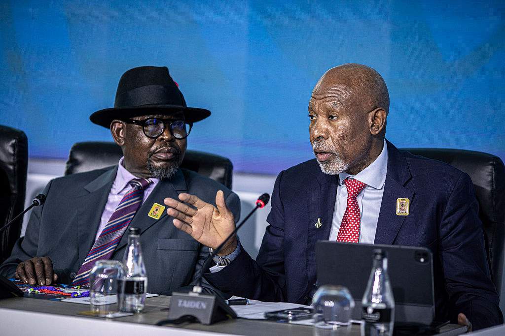 Enoch Godongwana and Lesetja Kganyago at G20 summit