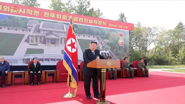 Kim Jong Un launching a memorial for soldiers killed in Russia's war on Ukraine