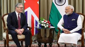 Indian Prime Minister Narendra Modi and British Prime Minister Keir Starmer in Mumbai