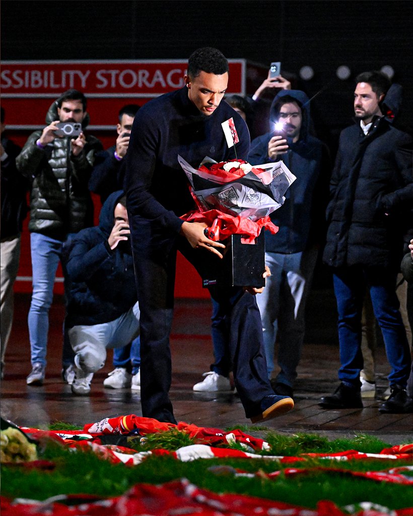 Trent Alexander-Arnold at Liverpool for Diogo Jota tribute.