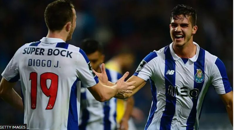Andre da Silva and Diogo Jota on the field while they were both playing at Porto.